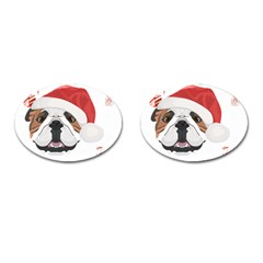 English Bulldog T- Shirt English Bulldog Merry Christmas T- Shirt (2) Cufflinks (oval) by ZUXUMI