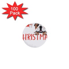 English Bulldog T- Shirt English Bulldog Merry Christmas T- Shirt (3) 1  Mini Buttons (100 Pack)  by ZUXUMI