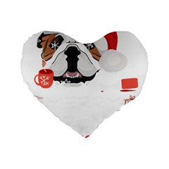 English Bulldog T- Shirt English Bulldog Merry Christmas T- Shirt Standard 16  Premium Flano Heart Shape Cushions by ZUXUMI