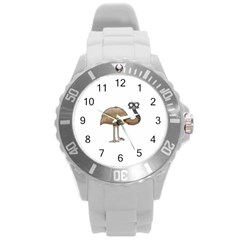 Ostrich T-shirtwhite Look Calm Ostrich 23 T-shirt (1) Round Plastic Sport Watch (l) by EnriqueJohnson