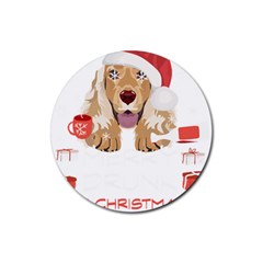 English Cocker Spaniel T- Shirt English Cocker Spaniel Merry Christmas T- Shirt (7) Rubber Coaster (round) by ZUXUMI