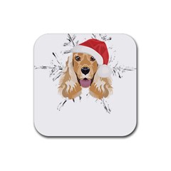 English Cocker Spaniel T- Shirt English Cocker Spaniel Merry Christmas T- Shirt Rubber Coaster (square) by ZUXUMI