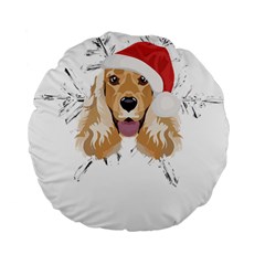 English Cocker Spaniel T- Shirt English Cocker Spaniel Merry Christmas T- Shirt Standard 15  Premium Flano Round Cushions by ZUXUMI