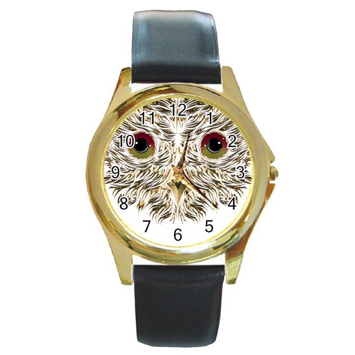 Owl T-shirtowl Gold Edition T-shirt Round Gold Metal Watch