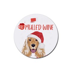 English Cocker Spaniel T- Shirt English Cocker Spaniel Mulled Wine Christmas T- Shirt Rubber Coaster (round) by ZUXUMI