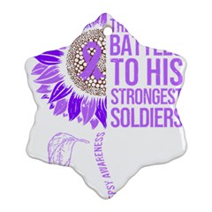 Epilepsy Awareness T- Shirt Epilepsy Awareness Sunflower God Give The Hardest Battles T- Shirt Ornament (snowflake) by ZUXUMI