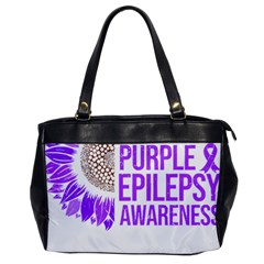 Epilepsy Awareness T- Shirt Epilepsy Awareness Sunflower In November We Wear Purple T- Shirt Oversize Office Handbag by ZUXUMI