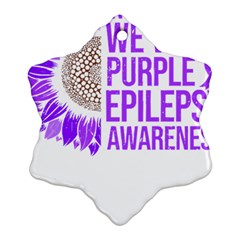 Epilepsy Awareness T- Shirt Epilepsy Awareness Sunflower In November We Wear Purple T- Shirt Ornament (snowflake) by ZUXUMI