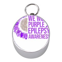 Epilepsy Awareness T- Shirt Epilepsy Awareness Sunflower In November We Wear Purple T- Shirt Mini Silver Compasses by ZUXUMI