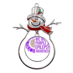 Epilepsy Awareness T- Shirt Epilepsy Awareness Sunflower In November We Wear Purple T- Shirt Metal Snowman Ornament by ZUXUMI