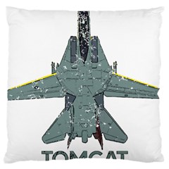 F14 Tomcat Fighter Jet T- Shirt F14 Tomcat Comic Drawing Quote T- Shirt (2) Large Premium Plush Fleece Cushion Case (two Sides) by ZUXUMI