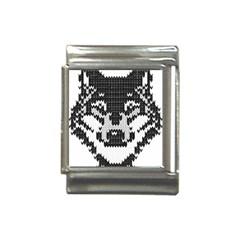 Fair Isle Wolf T- Shirt Fair Isle Knitting Grey Wolf    Spot Illustration    Black And White Wolf T- Italian Charm (13mm) by ZUXUMI