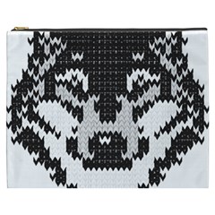 Fair Isle Wolf T- Shirt Fair Isle Knitting Grey Wolf    Spot Illustration    Black And White Wolf T- Cosmetic Bag (xxxl) by ZUXUMI