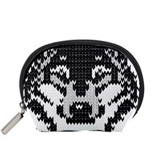 Fair Isle Wolf T- Shirt Fair Isle Knitting Grey Wolf    Spot Illustration    Black And White Wolf T- Accessory Pouch (small) by ZUXUMI