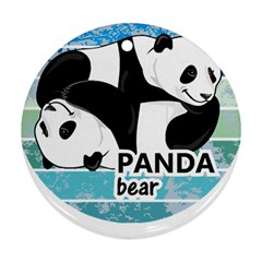 Panda Bear T-shirtcute Panda Bears T-shirt Round Ornament (two Sides) by EnriqueJohnson