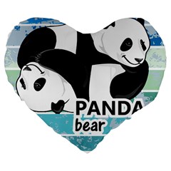 Panda Bear T-shirtcute Panda Bears T-shirt Large 19  Premium Flano Heart Shape Cushions by EnriqueJohnson