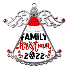 Family Christmas T- Shirt Family Christmas 2022 T- Shirt Metal Angel With Crystal Ornament by ZUXUMI