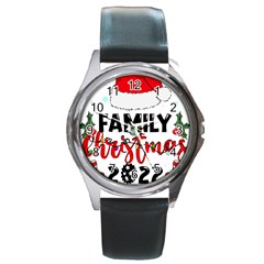 Family Christmas T- Shirt Family Christmas 2022 T- Shirt Round Metal Watch by ZUXUMI