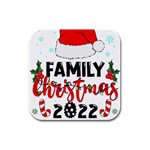 Family Christmas T- Shirt Family Christmas 2022 T- Shirt Rubber Square Coaster (4 pack) Front