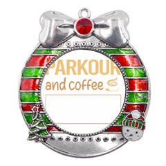 Parkour T-shirtif It Involves Coffee Parkour T-shirt Metal X mas Ribbon With Red Crystal Round Ornament