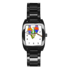 Parrots T-shirtcute Rainbow Loris - Lorikeet T-shirt Stainless Steel Barrel Watch by EnriqueJohnson