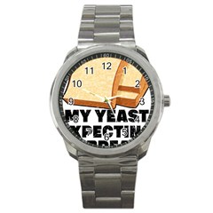 Bread Baking T- Shirt Funny Bread Baking Baker My Yeast Expecting A Bread T- Shirt (1) Sport Metal Watch by JamesGoode