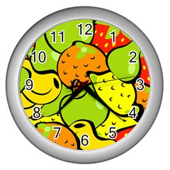 Fruit Food Wallpaper Wall Clock (silver)