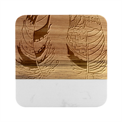 Feathers Design T- Shirtfeathers T- Shirt Marble Wood Coaster (square)