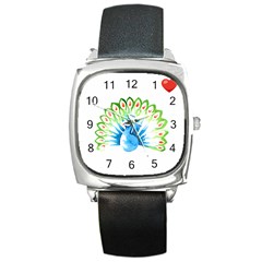 Peacock T-shirtsteal Your Heart Peacock 203 T-shirt Square Metal Watch by EnriqueJohnson