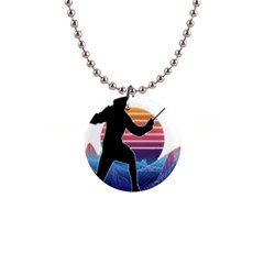 Fencing Funny T- Shirt Fencing Sport Fencing T- Shirt (1) 1  Button Necklace by ZUXUMI