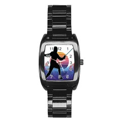 Fencing Funny T- Shirt Fencing Sport Fencing T- Shirt (1) Stainless Steel Barrel Watch by ZUXUMI