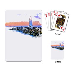 Breakwater Santa Cruz T- Shirt Lighthouse Breakwater Santa Cruz U S A Voyage Art Digital Painting Wa Playing Cards Single Design (rectangle) by JamesGoode