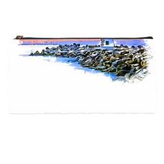 Breakwater Santa Cruz T- Shirt Lighthouse Breakwater Santa Cruz U S A Voyage Art Digital Painting Wa Pencil Case by JamesGoode