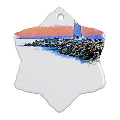 Breakwater Santa Cruz T- Shirt Lighthouse Breakwater Santa Cruz U S A Voyage Art Digital Painting Wa Ornament (snowflake) by JamesGoode