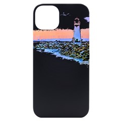 Breakwater Santa Cruz T- Shirt Lighthouse Breakwater Santa Cruz U S A Voyage Art Digital Painting Wa Iphone 14 Plus Black Uv Print Case by JamesGoode