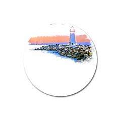 Breakwater Santa Cruz T- Shirt Lighthouse Breakwater Santa Cruz U S A Voyage Art Digital Painting Wa Magnet 3  (round) by JamesGoode