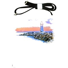 Breakwater Santa Cruz T- Shirt Lighthouse Breakwater Santa Cruz U S A Voyage Art Digital Painting Wa Shoulder Sling Bag