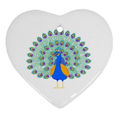 Peacock T-shirtwhite Look Calm Peacock 28 T-shirt (1) Ornament (heart) by EnriqueJohnson