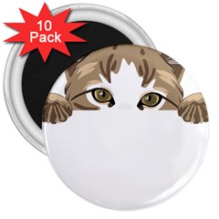 Peeking Cat T-shirtpeeking Cute Cat T-shirt 3  Magnets (10 Pack)  by EnriqueJohnson