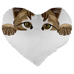 Peeking Cat T-shirtpeeking Cute Cat T-shirt Large 19  Premium Flano Heart Shape Cushions by EnriqueJohnson