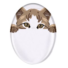 Peeking Cat T-shirtpeeking Cute Cat T-shirt Oval Glass Fridge Magnet (4 Pack) by EnriqueJohnson