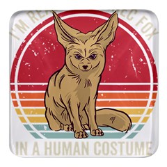 Fennec Fox T- Shirt Im Really A Fennec Fox T- Shirt Square Glass Fridge Magnet (4 Pack) by ZUXUMI