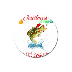 Fishing T- Shirt Fishing Christmas T- Shirt Magnet 3  (round) by ZUXUMI