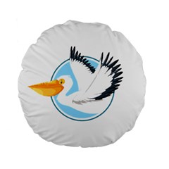 Pelican T-shirtwhite Look Calm Pelican 08 T-shirt (1) Standard 15  Premium Round Cushions by EnriqueJohnson