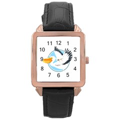 Pelican T-shirtwhite Look Calm Pelican 08 T-shirt (1) Rose Gold Leather Watch  by EnriqueJohnson