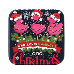 Flamingo T- Shirt Just A Girl Who Loves Flamingos And Christmas T- Shirt (1) Square Metal Box (black) by ZUXUMI