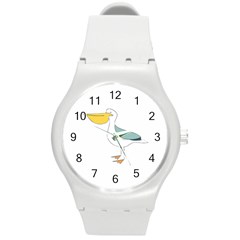 Pelican T-shirtwhite Look Calm Pelican 17 T-shirt (1) Round Plastic Sport Watch (m) by EnriqueJohnson