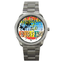 Bright Colorfull Addicted To Surfing T- Shirt Bright Colorfull Addicted To Surfing T- Shirt T- Shirt Sport Metal Watch by JamesGoode