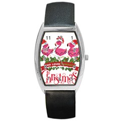 Flamingo T- Shirt Just A Girl Who Loves Flamingos And Christmas T- Shirt Barrel Style Metal Watch by ZUXUMI