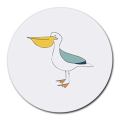 Pelican T-shirtwhite Look Calm Pelican 17 T-shirt Round Mousepad by EnriqueJohnson